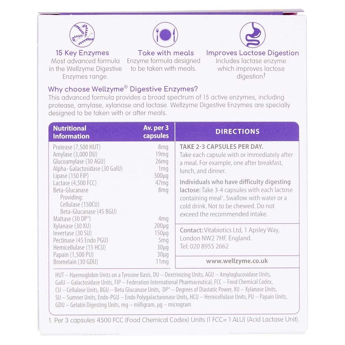Vitabiotics Wellzyme Digestive Enzymes Advanced Formula - 60 Capsules - image 5