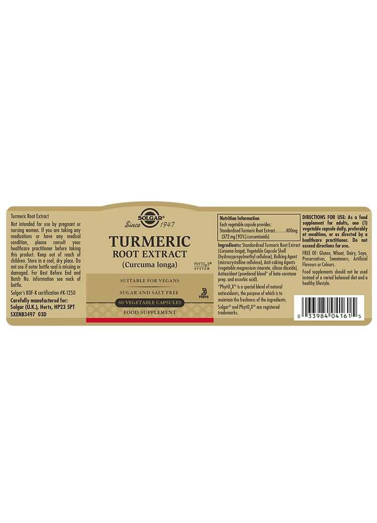 Solgar Turmeric Root Extract - 60 Vegicaps