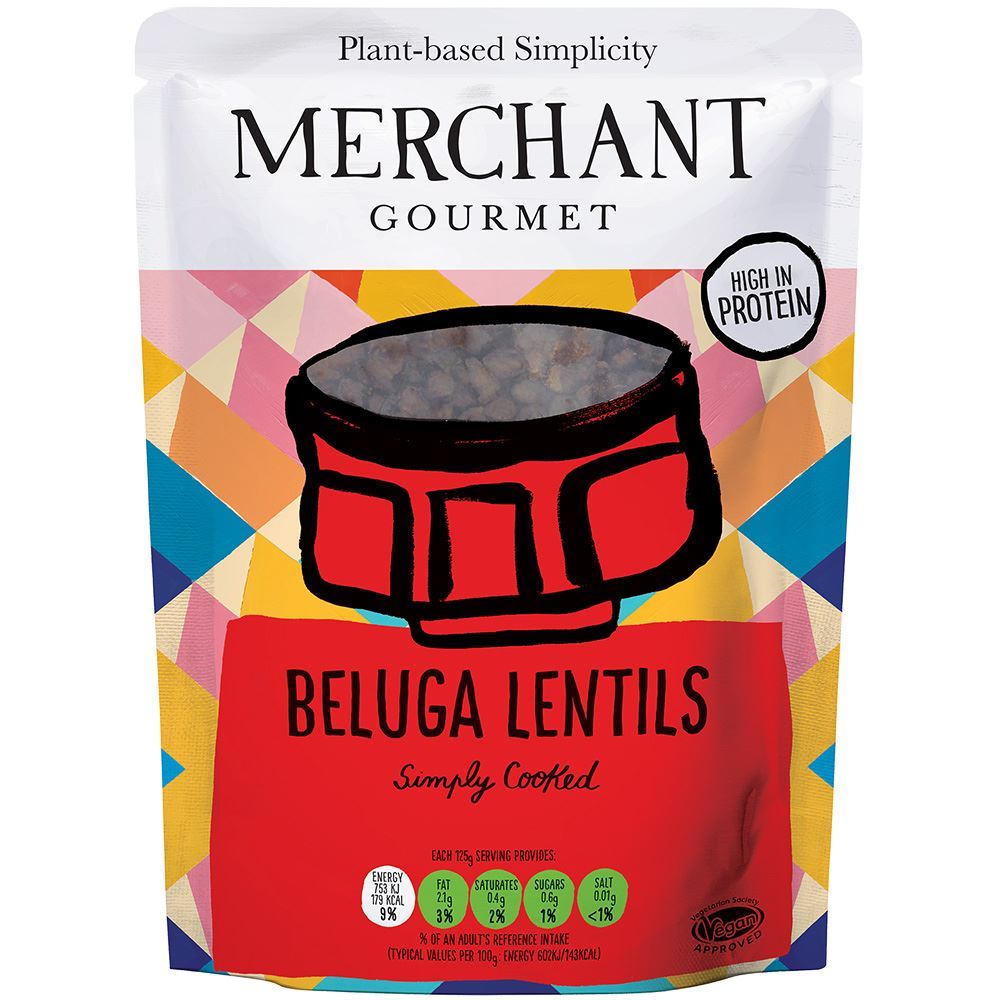 Merchant Gourmet Beluga Lentils Ready to Eat 250g - 6 Pack