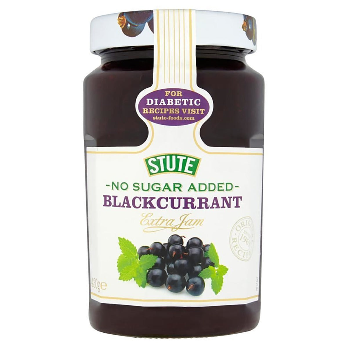 Stute No Sugar Added Blackcurrant Jam 430g - 2 Pack