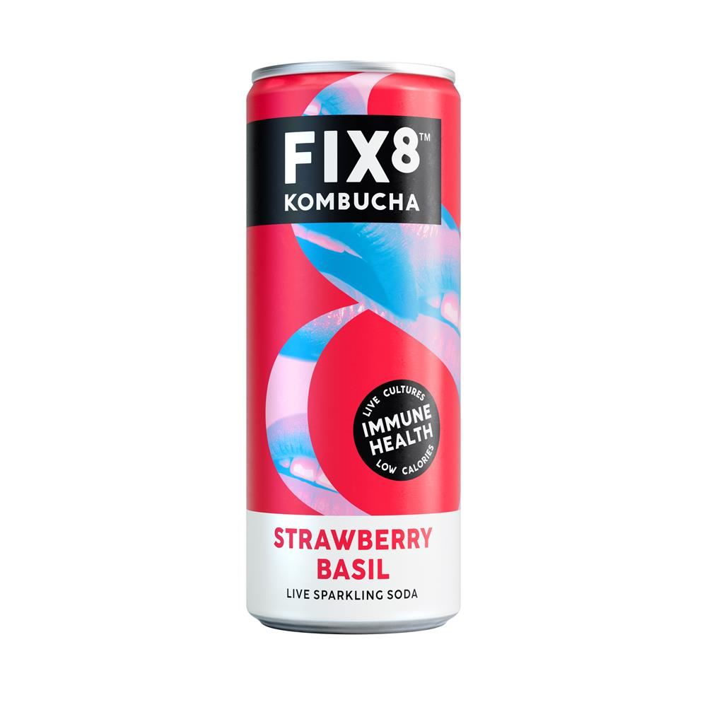 Fix8 Kombucha Strawberry Basil Kombucha w added Vitamin C and Live Culture 250ml