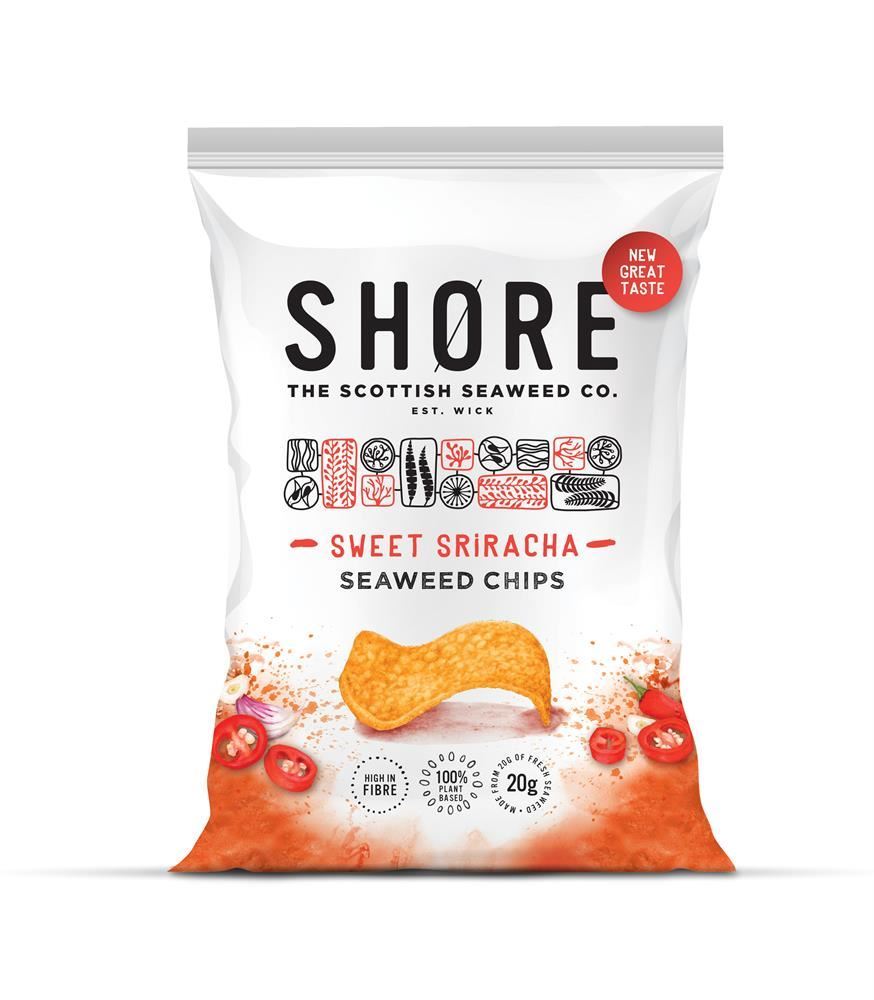Shore Scottish Seaweed Seaweed Chips - Sweet Sriracha - 80g - 6 Pack