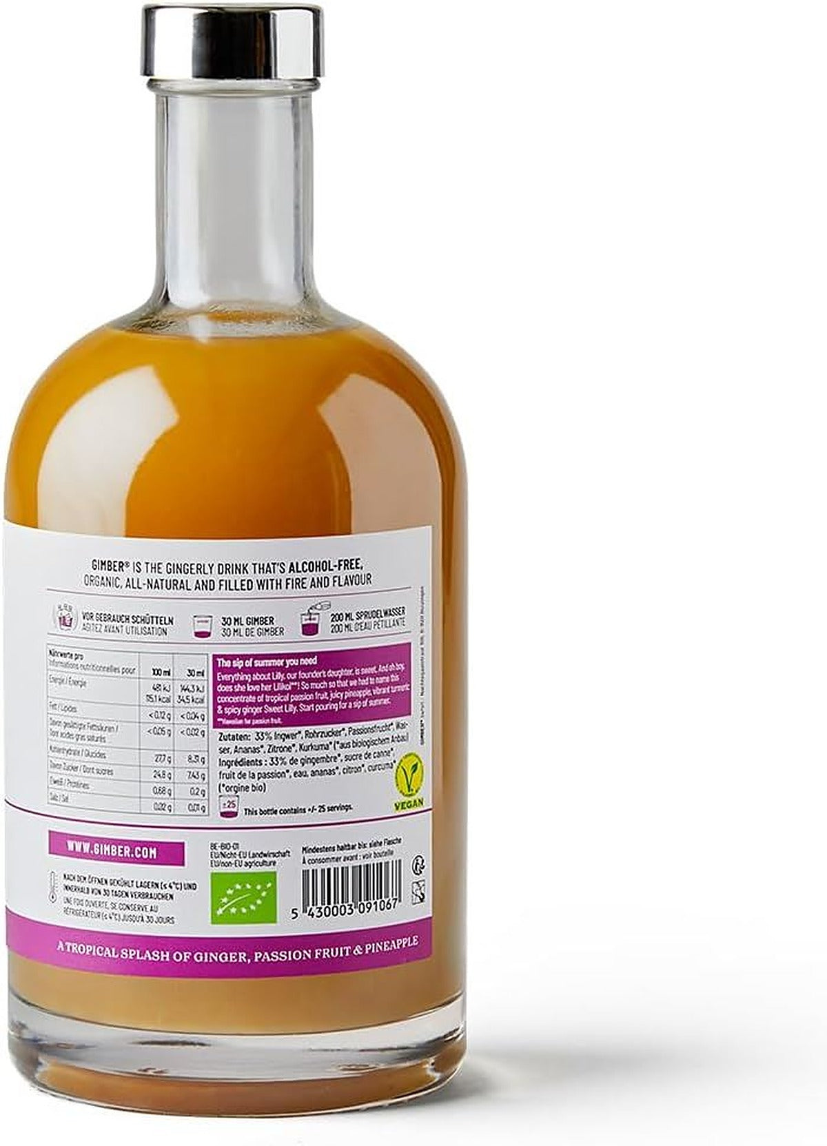 Gimber Organic So1 Sweet Lily Tropical Ginger Alcohol Free Drink - 500 ml - image 2