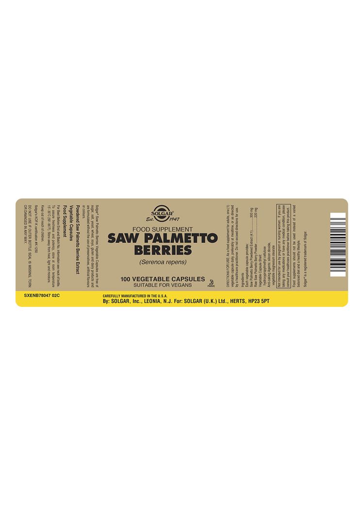 Solgar Saw Palmetto Berries - 100 Vegicaps