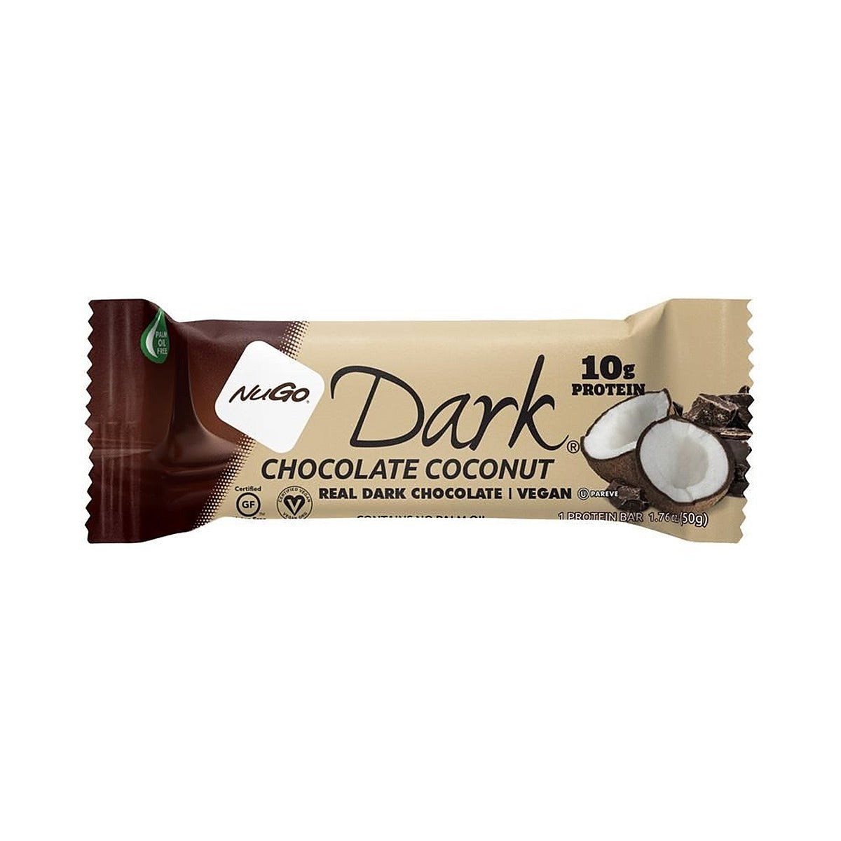 NuGo Vegan Dark Chocolate Coconut High Protein Snack Bar 50g - 12 Pack