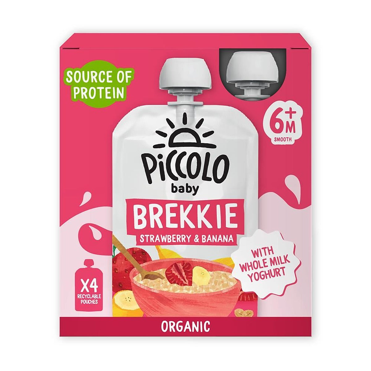 Piccolo Organic Strawberry & Banana Brekkie Multipack 4x100g