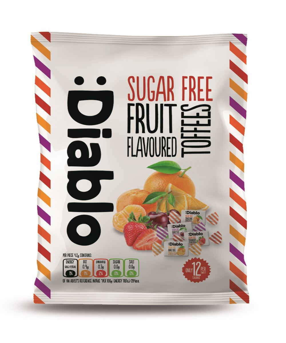 Diablo Sugar Free Sugar Fruit Flavoured Toffee Sweets bag 75g