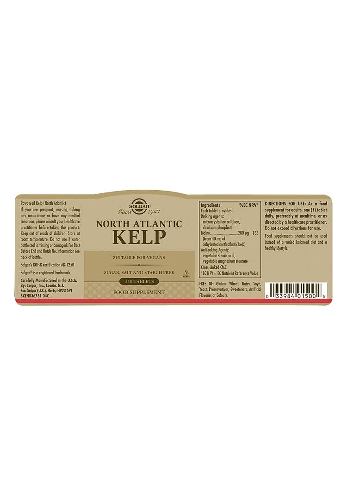 Solgar North Atlantic Kelp - 250 Tablets - image 3