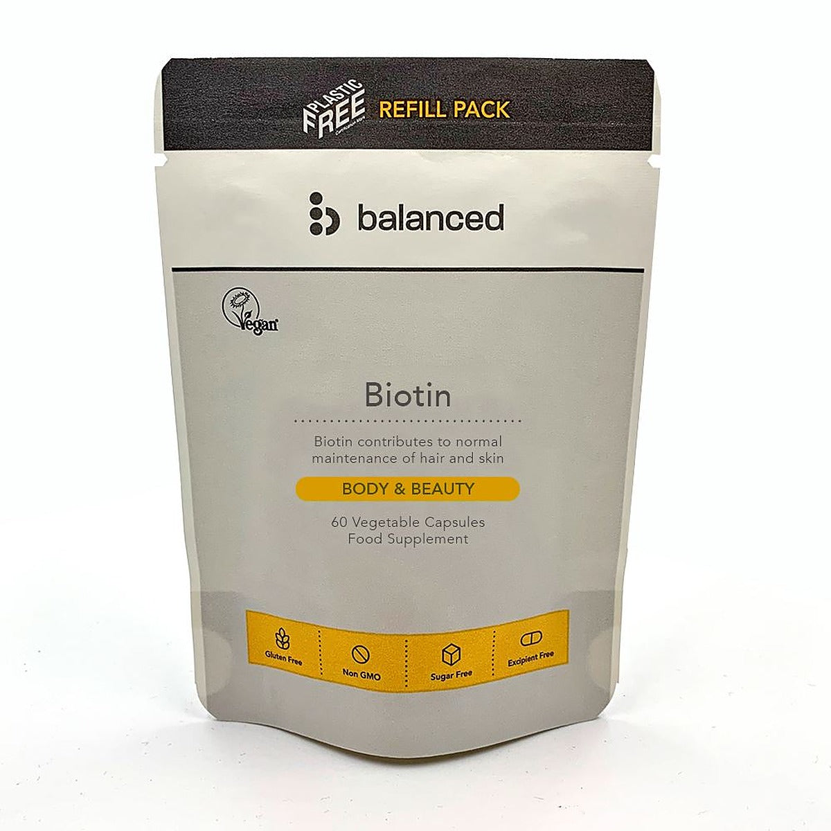 Balanced Biotin 60 Veggie Caps - Refill Pouch