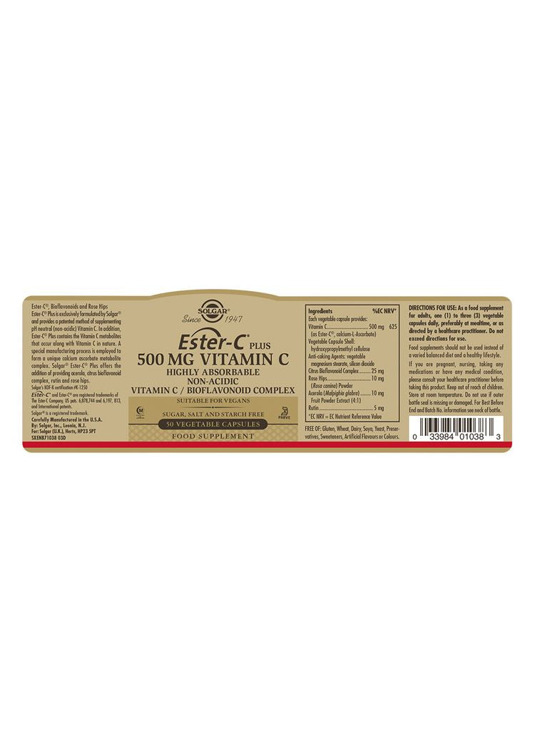 Solgar Ester-C Plus 500 mg Vitamin C - 50 Vegicaps