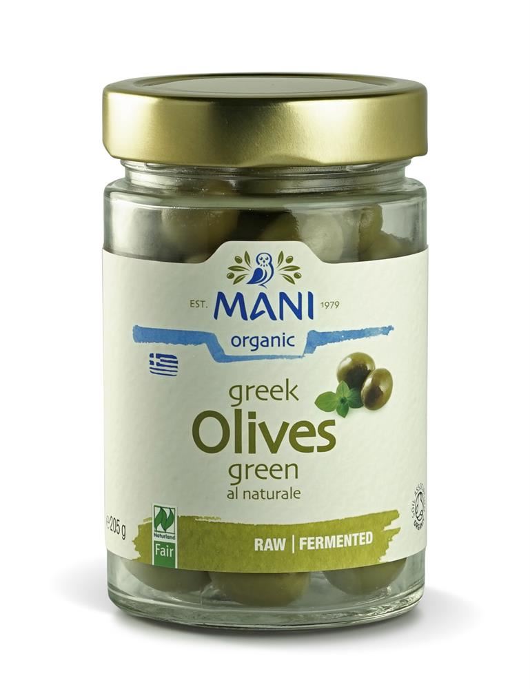 Mani Organic Green Olives al Naturale 205g