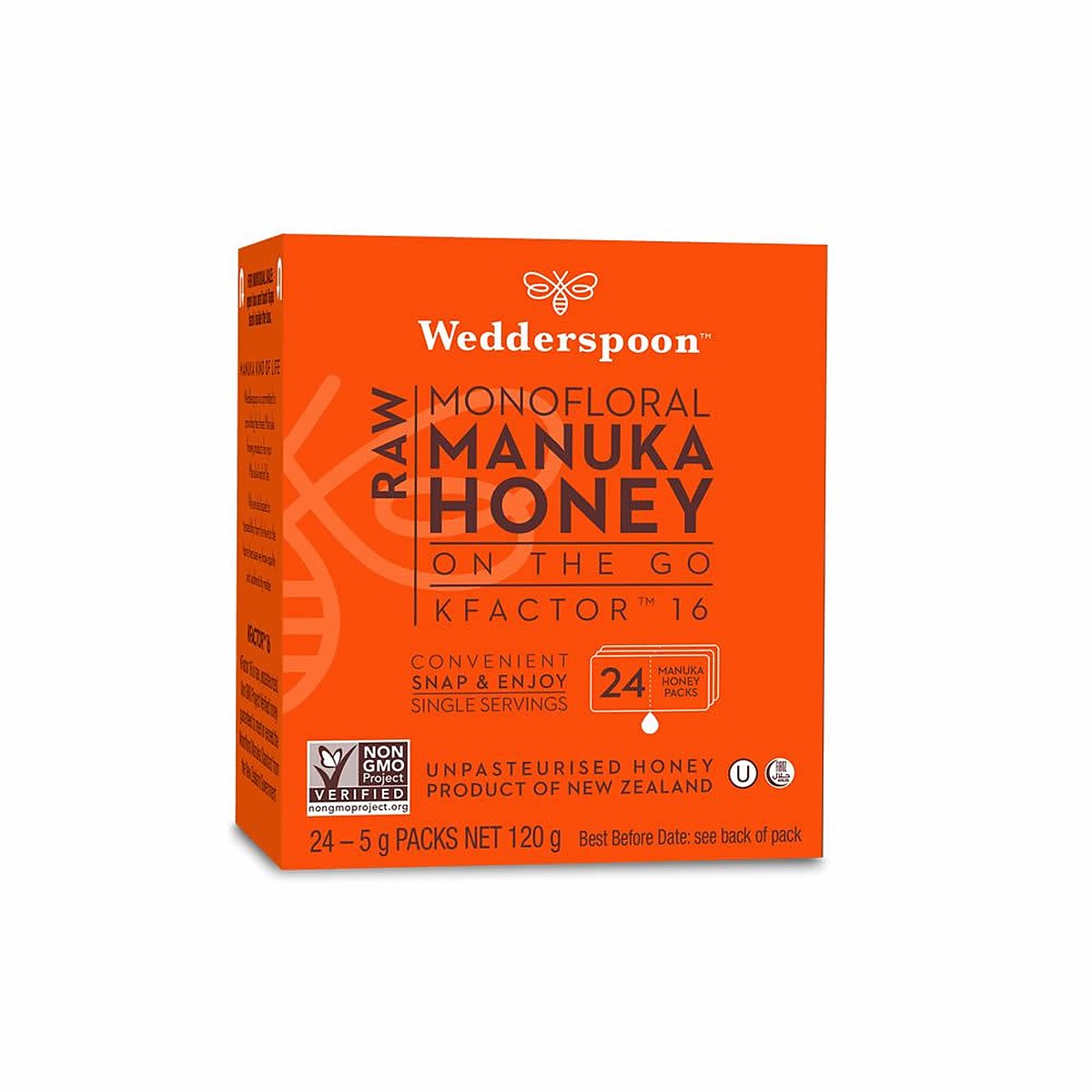 Wedderspoon 100% Raw Manuka Honey on the Go 120g 24 Servings