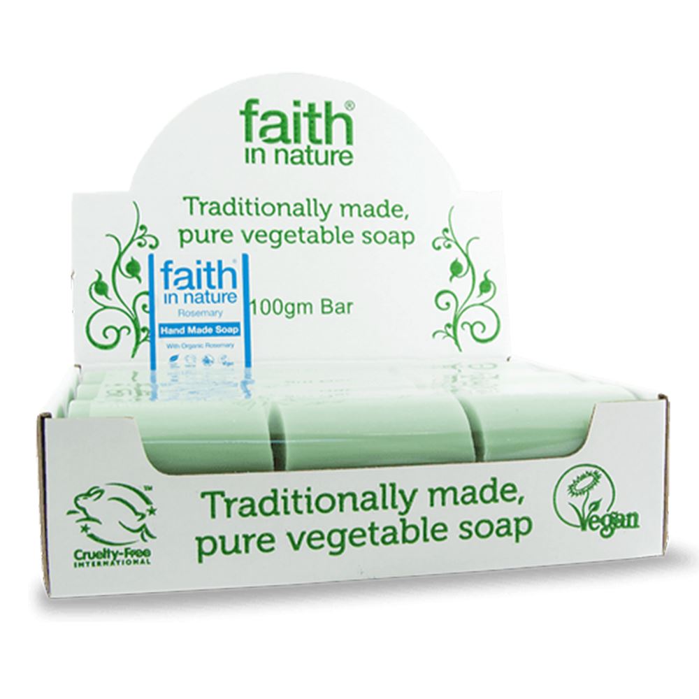 Faith in Nature Rosemary soap unwrapped x (Full Box of 18)