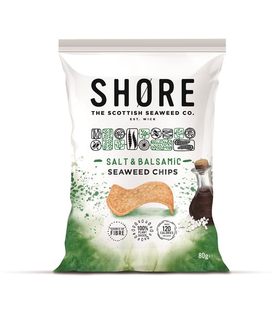 Shore Scottish Seaweed Seaweed Chips Salt & Balsamic Seaweed Chips 80g - 6 Pack