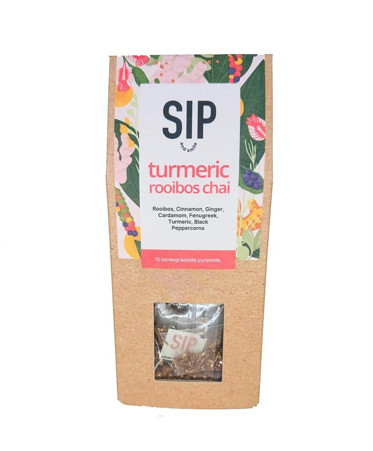 Sip and Smile Turmeric Rooibos Chai 15 Pyramid Bags