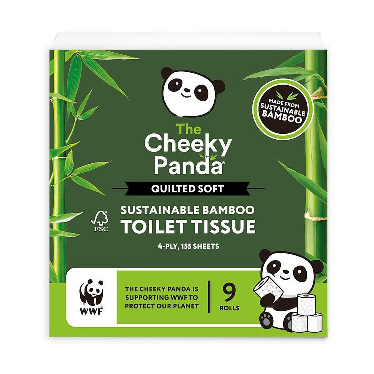 Cheeky Panda The Cheeky Panda Luxury Quilted Bamboo Toilet Tissue 9 Rolls