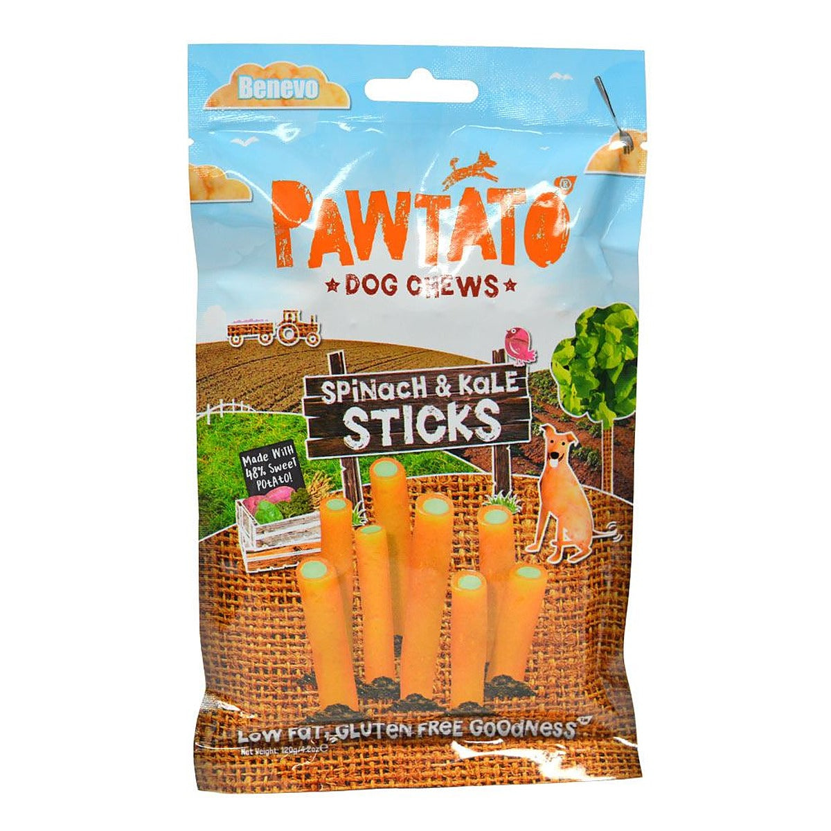 Benevo Pawtato Spinach and Kale Sticks 120g