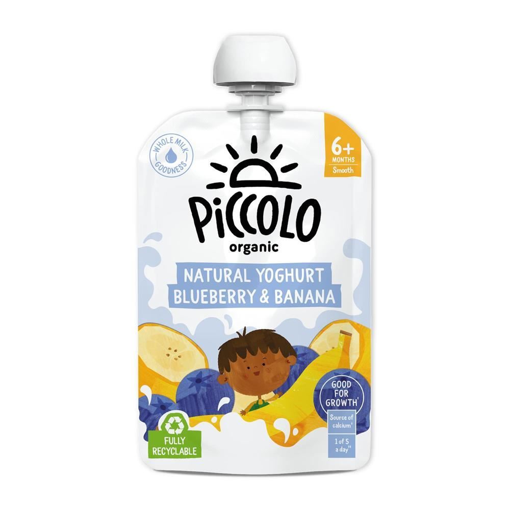 Piccolo Organic Natural Yoghurt Blueberry & Banana Stage 1 100g - 7 Pack