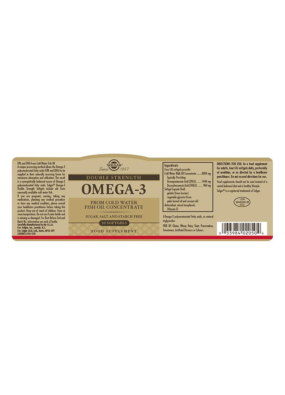 Solgar Double Strength Omega-3 - 30 Softgels - image 3