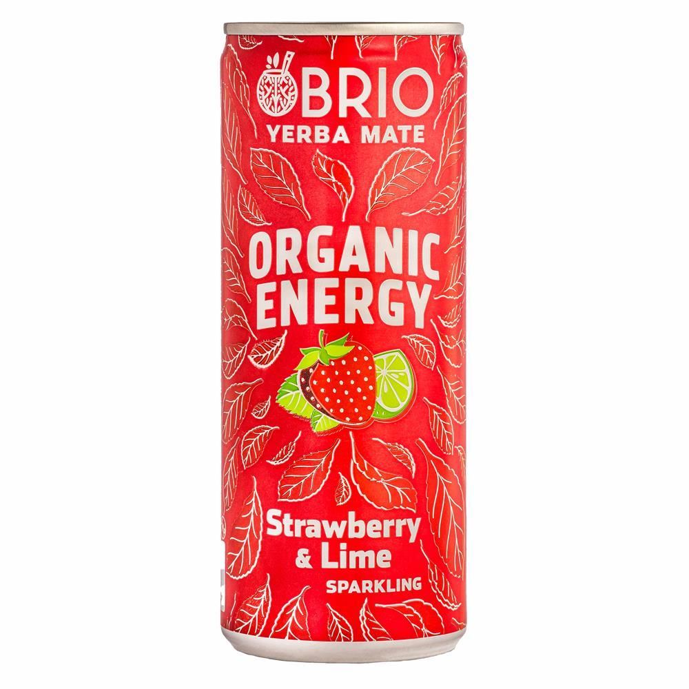 Brio Mate Organic Energy Drink Strawberry & Lime 250ml - 6 Pack