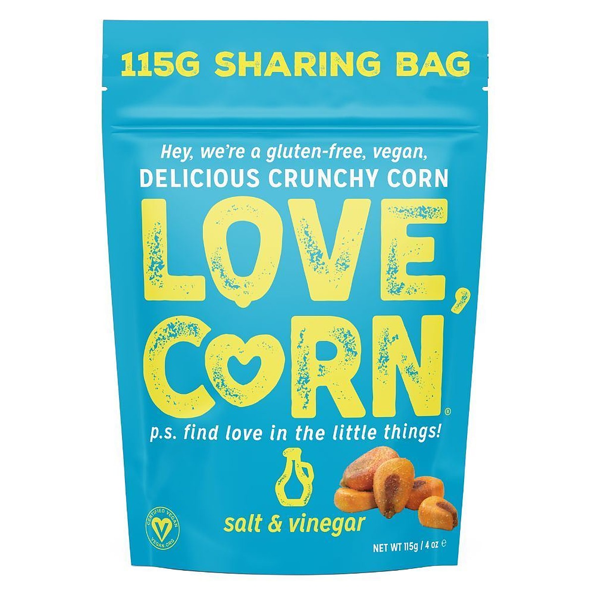 Love Corn Salt & Vinegar Corn Snack 115g - 6 Pack