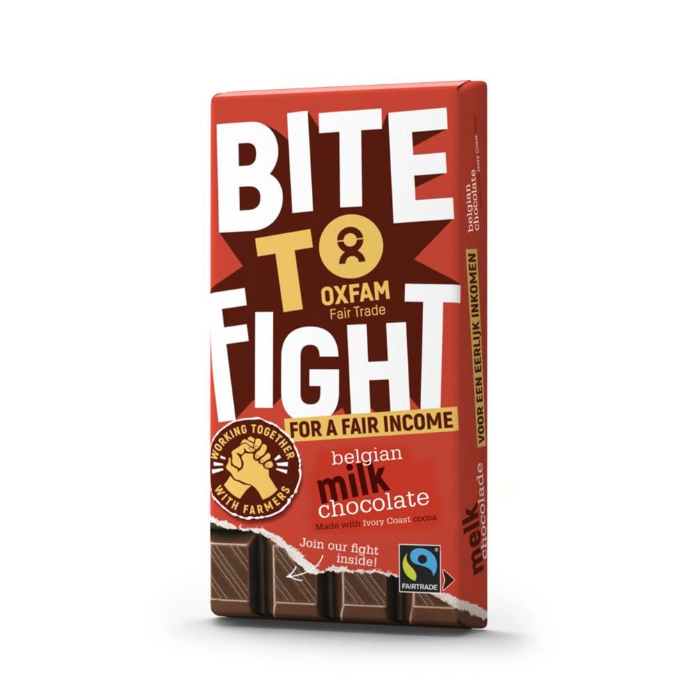 Oxfam Fair Trade BITE TO FIGHT Belgian Milk Chocolate 180g