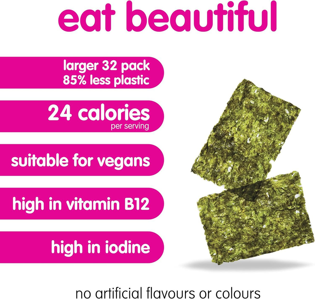 Itsu Crispy Sea Salt Flavour Seaweed Thins Snack 5g - Pack of 32