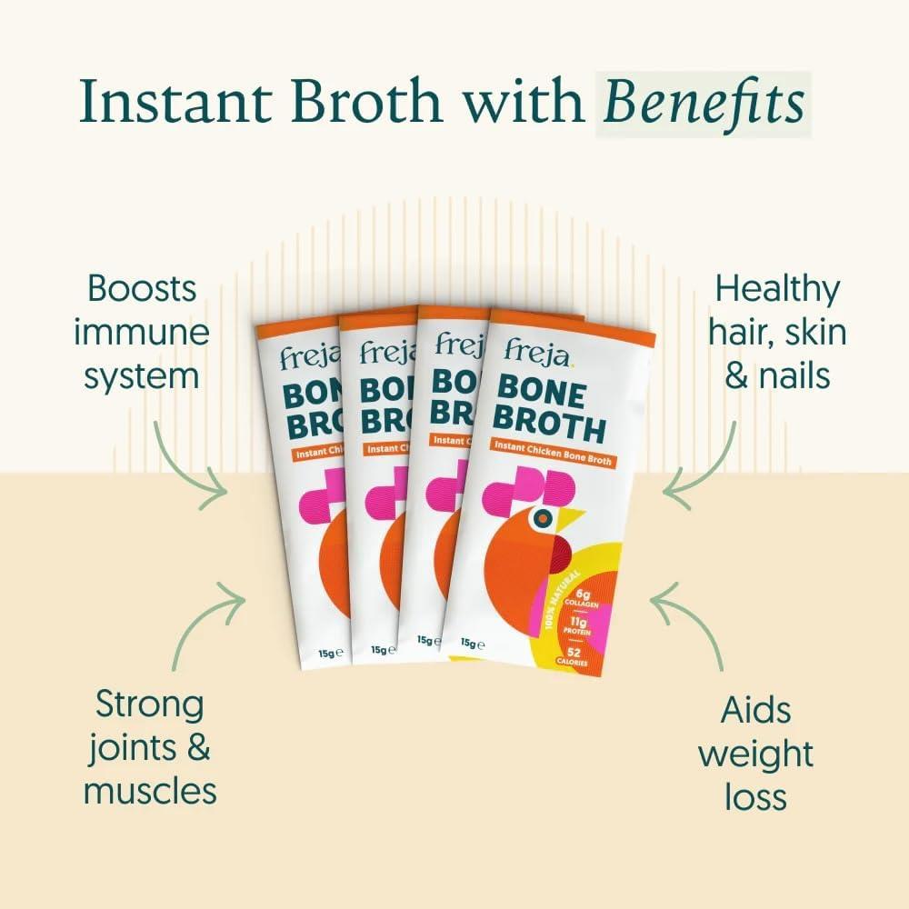 Freja Instant Chicken Bone Broth box of 4 x 15g Sachet - Chicken - 4 Pack