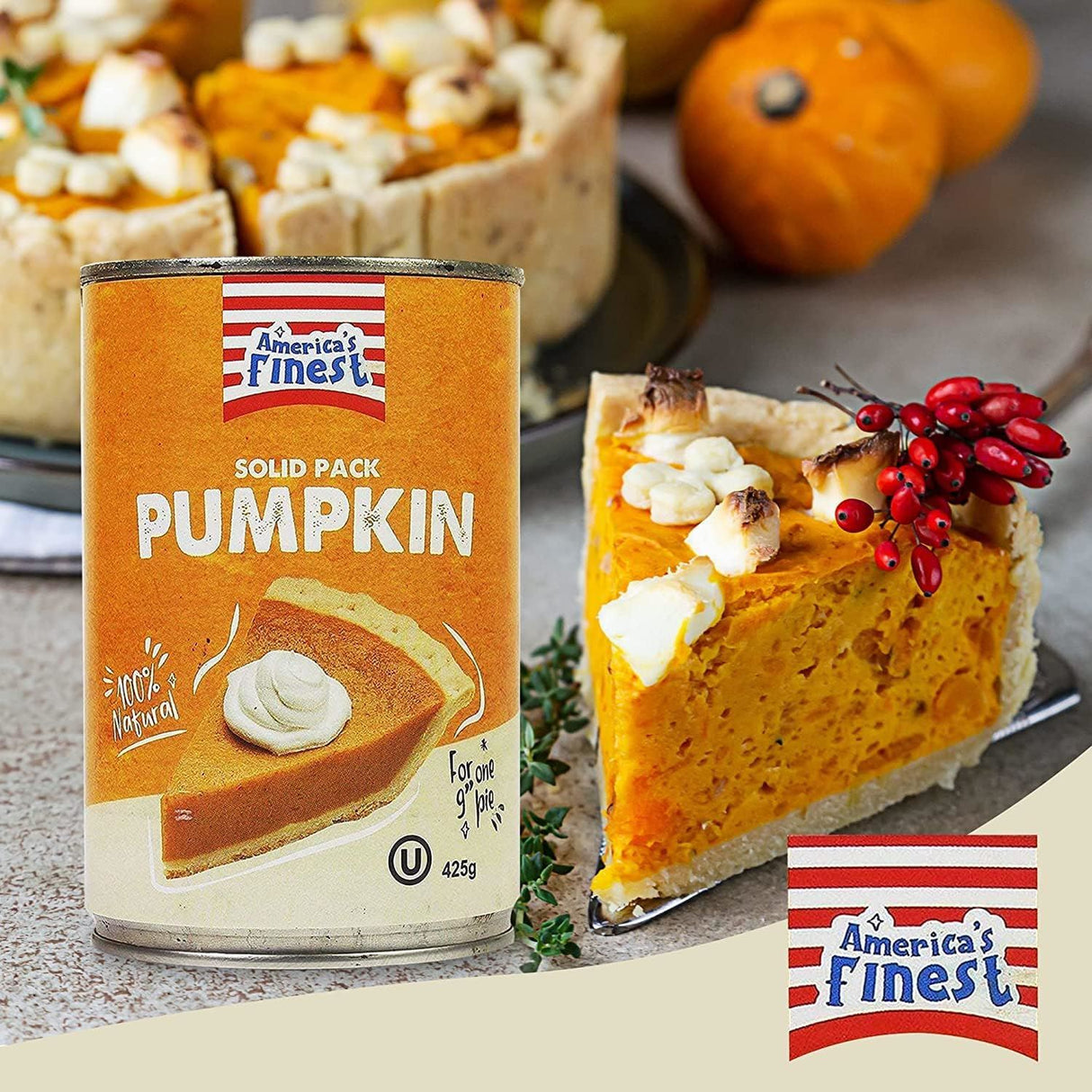 America's Finest 100% Pumpkin Puree 425g - Pack of 6