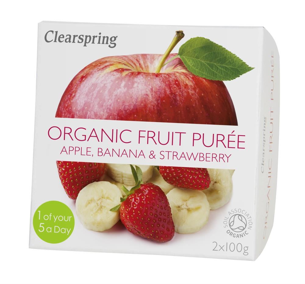 Clearspring Organic Fruit Puree Apple/Banana/Strawberry (2x100g)