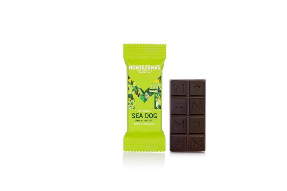 Montezumas Chocolate Sea Dog Dark Chocolate with Sea Salt & Lime 25g - 26 Pack