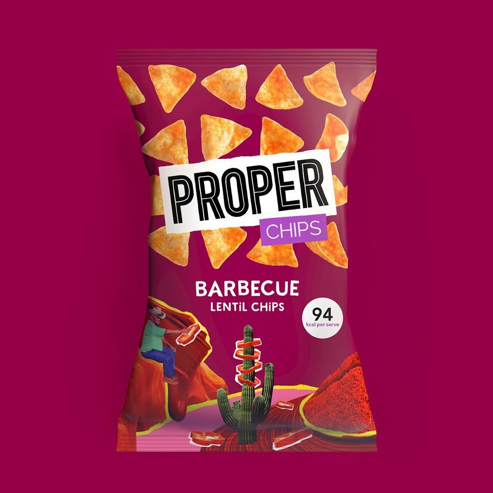 Properchips Barbeque Lentil Chips 85g - 8 Pack