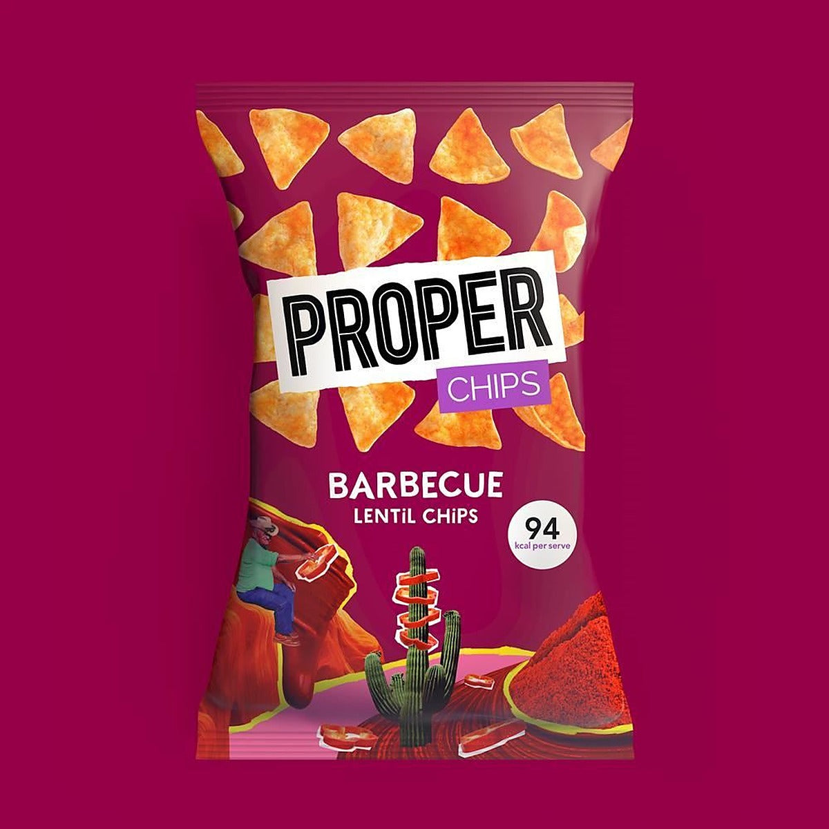 Properchips Barbeque Lentil Chips 85g - 8 Pack