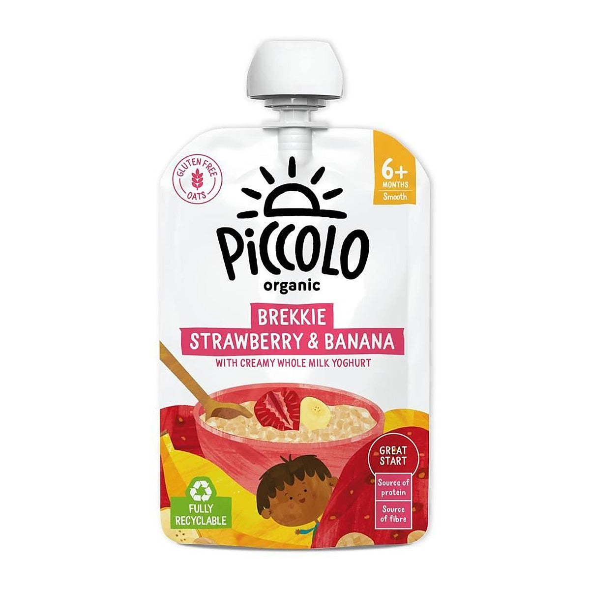 Piccolo Organic Brekkie Strawberry & Banana Stage 1 100g - 7 Pack