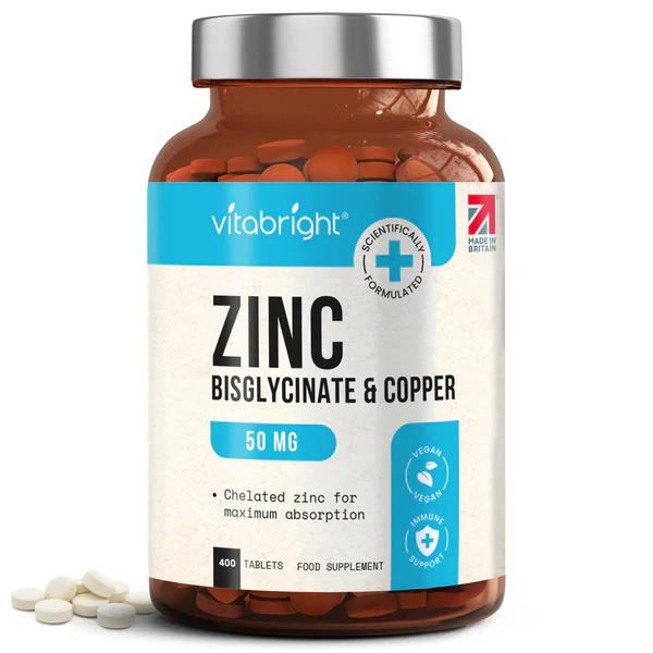 Vitabright Zinc Bisglycinate and Copper 50mg 400Tablets