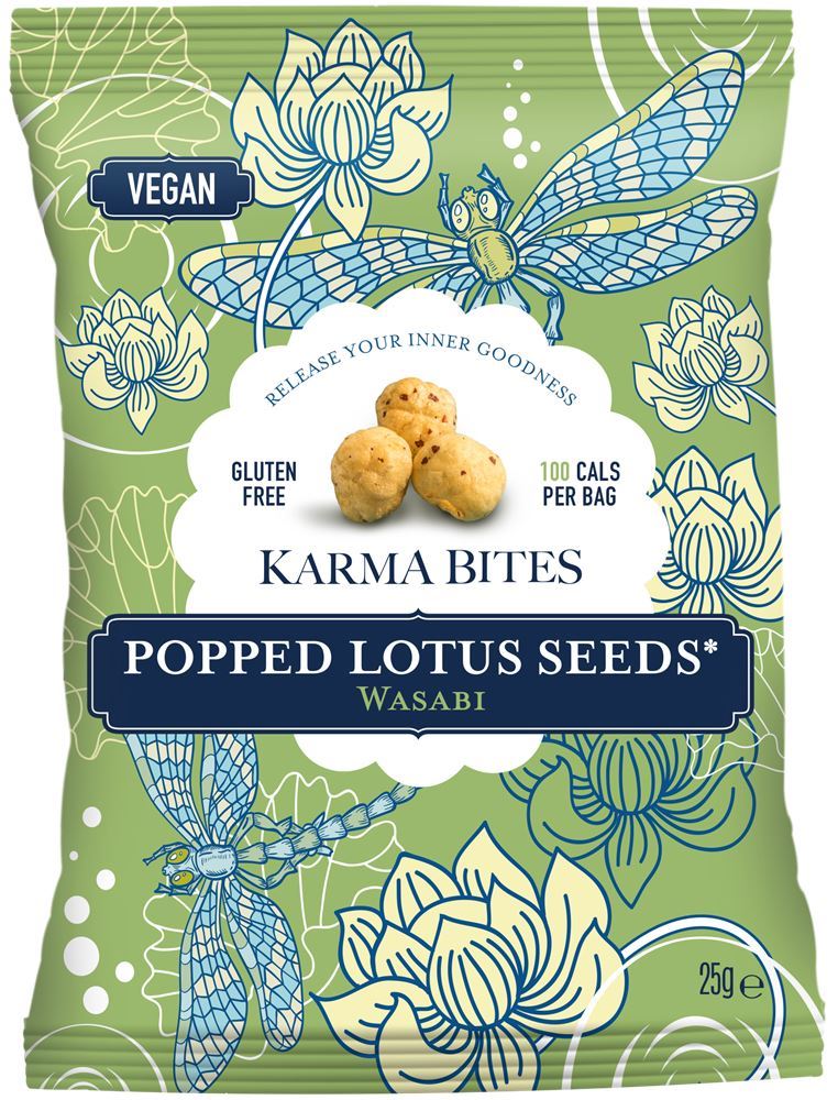 Karma Bites Popped Lotus Seeds Wasabi 25g - 12 Pack