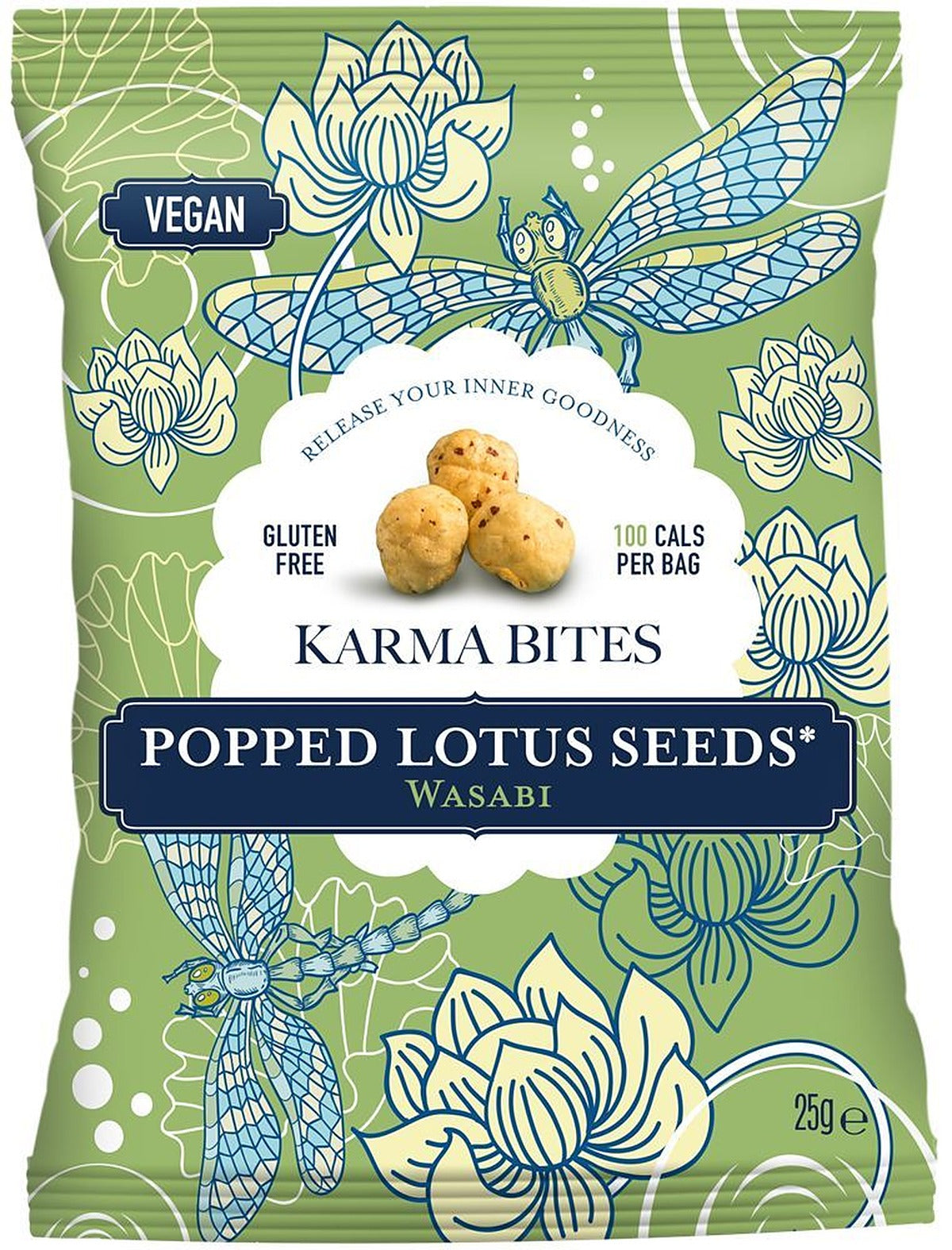 Karma Bites Popped Lotus Seeds Wasabi 25g - 12 Pack