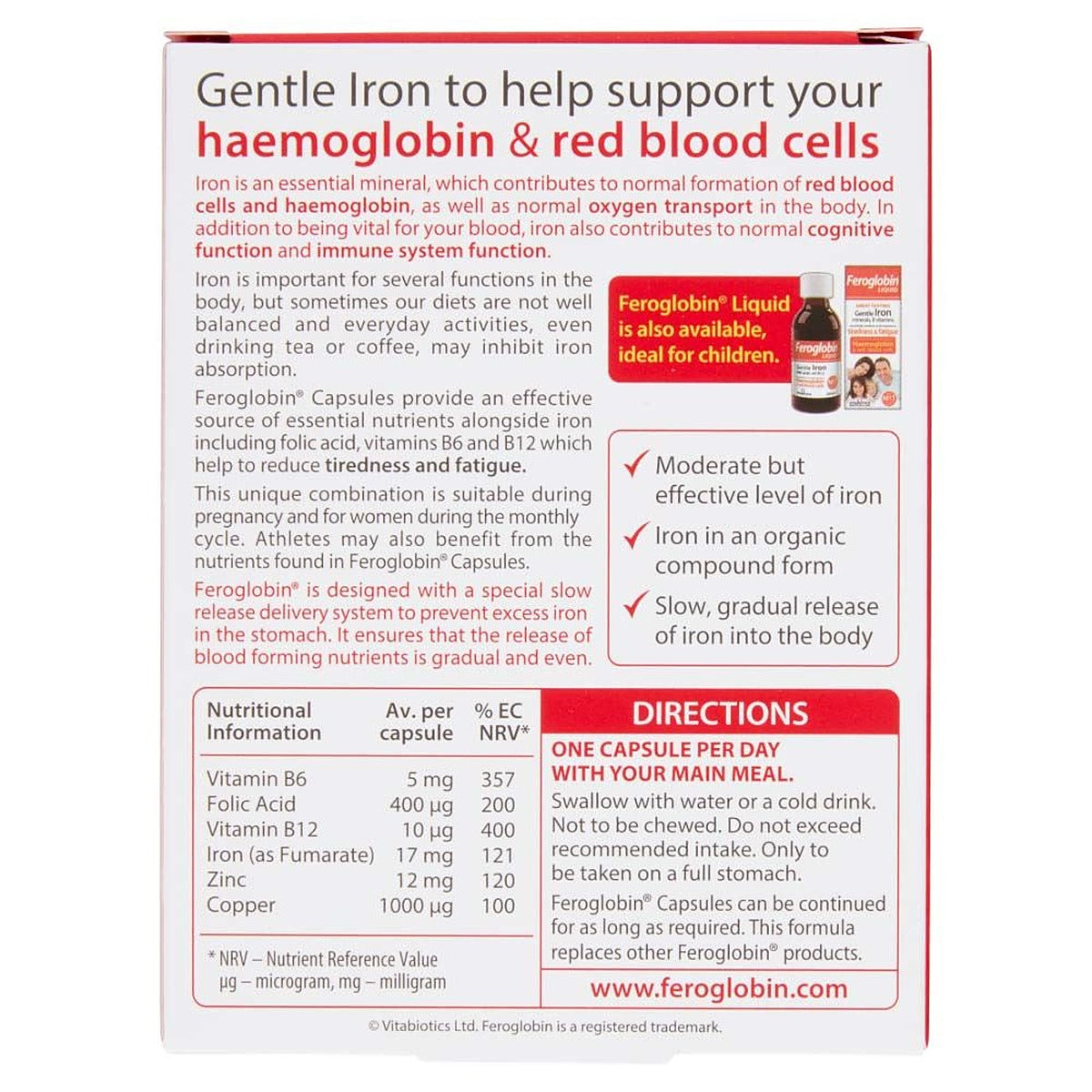 Vitabiotics Feroglobin Slow Release - 30 Capsules - image 4
