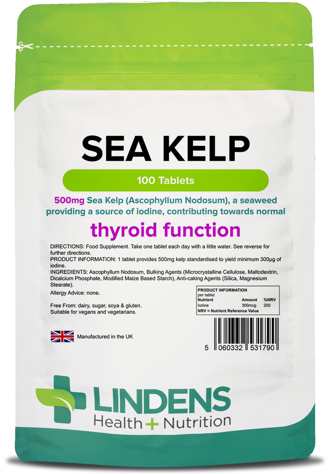 Lindens Kelp 500mg - 100 Tablets