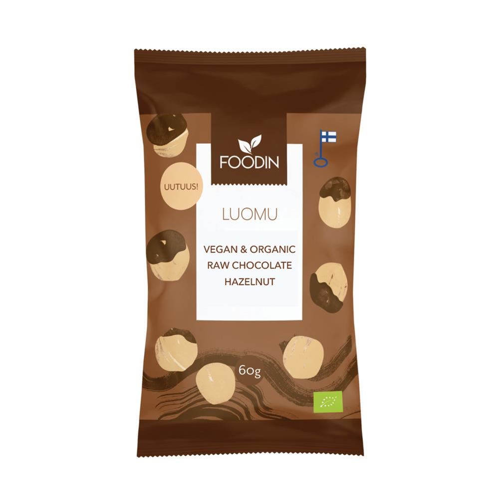 Foodin Organic Raw Chocolate Coated Hazelnuts 60g