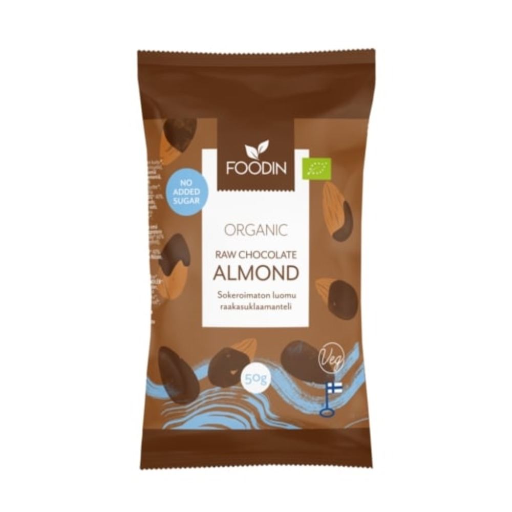 Foodin Organic Raw Chocolate No Added Sugar Almond 50g