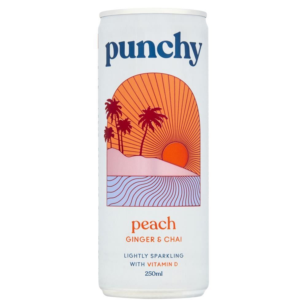 Punchy Drinks Punchy - Peach Ginger & Chai Drink 250ml - 12 Pack