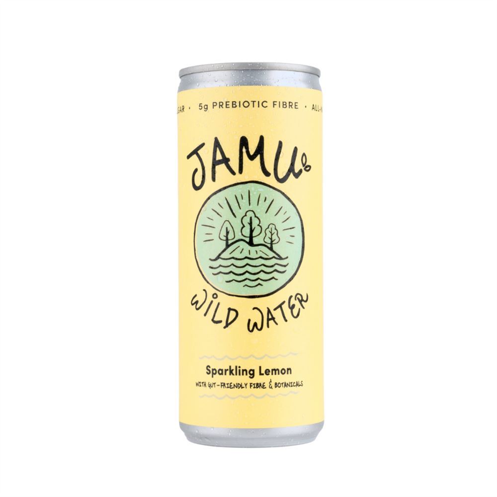 Jamu Wild Water Natural Sparkling Lemon + Gut Friendly Fibre 250ml - 12 Pack