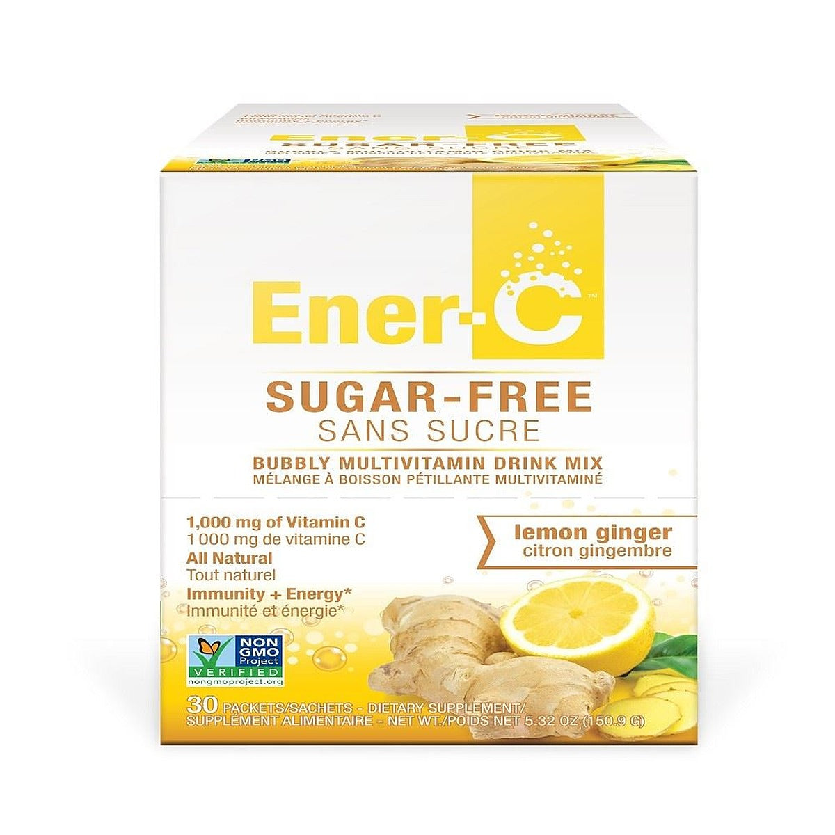 Ener-C Sugar Free Multivitamin Drink Vitamin C 1000mg Lem Ginger 30 Sachets