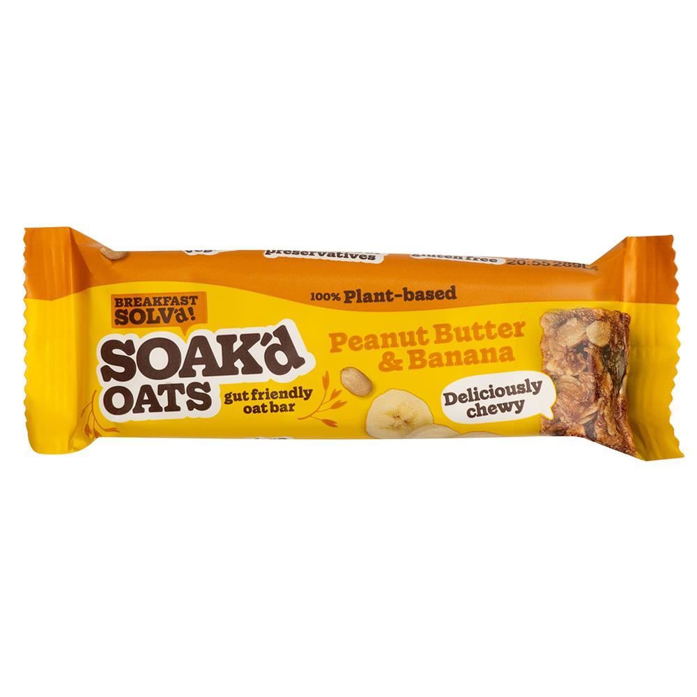 SOAK'd OATS Gut Friendly Oat Bar - Peanut Butter & Banana 42g - 16 Pack