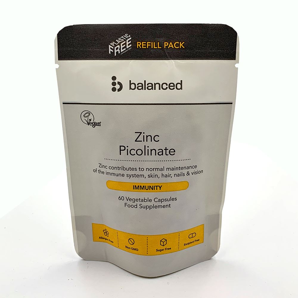 Balanced Zinc Picolinate 60 Veggie Caps - Refill Pouch