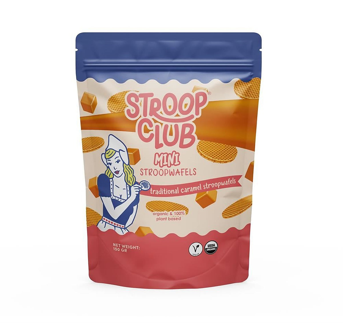 Stroop Club Organic and 100% Plant Based Caramel Stroopwafel Mini 150g