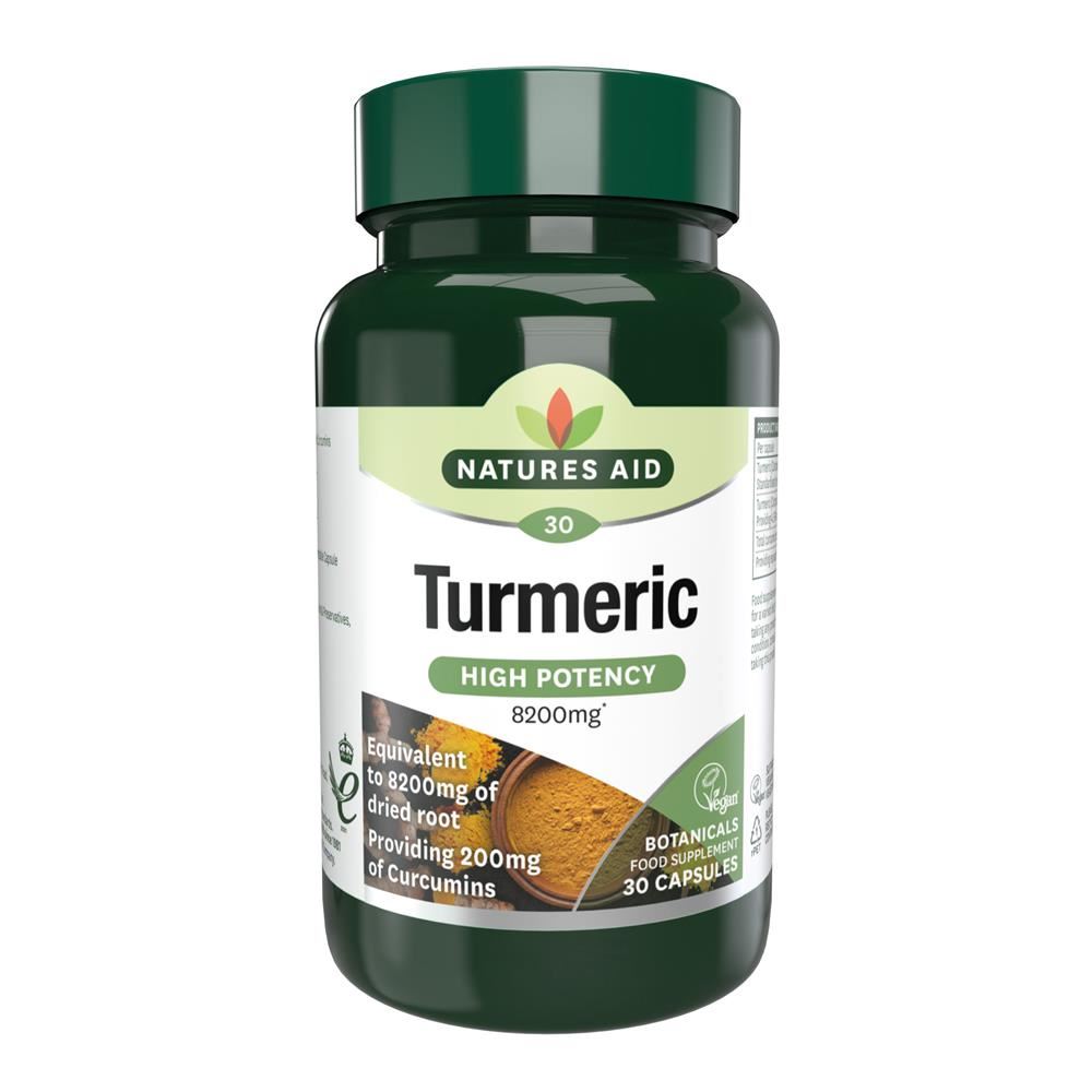 Natures Aid Turmeric 8200mg (High Potency) 30 Capsules
