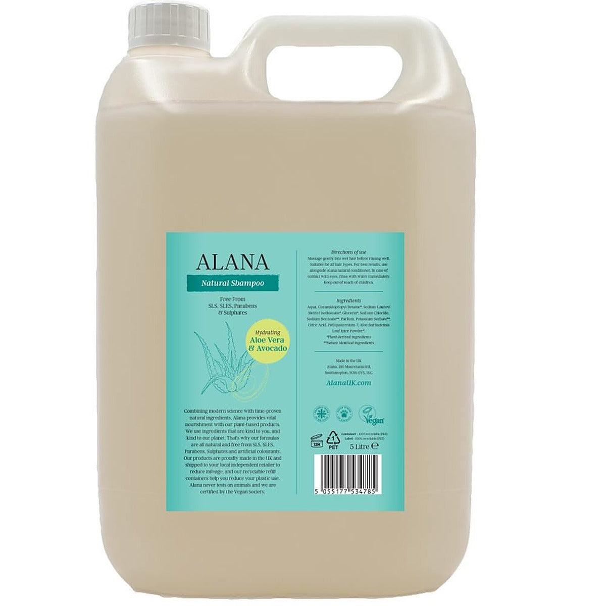 Alana Aloe Vera & Avocado Natural Shampoo 5L