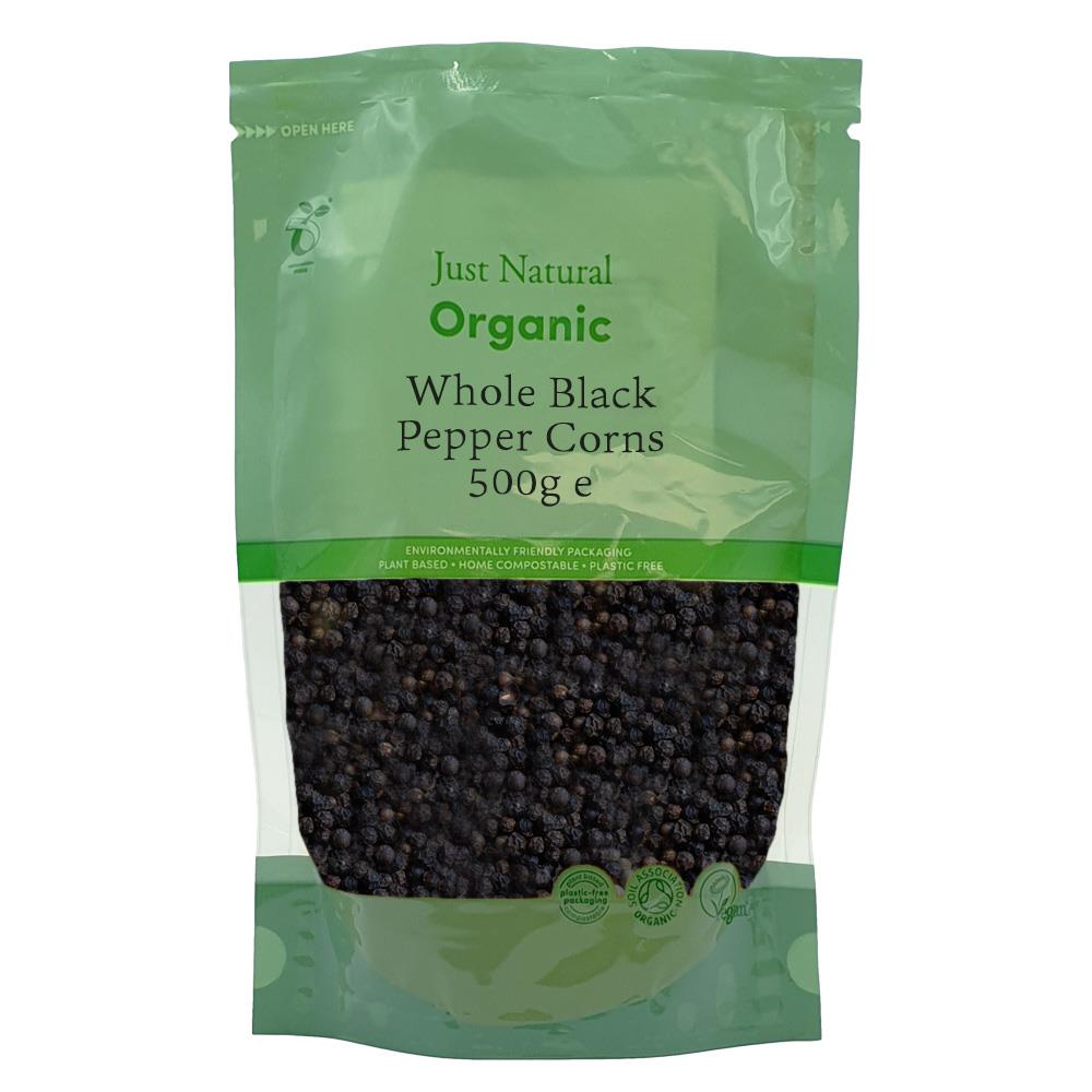 Just Natural Herbs Organic Whole Black Pepper Corns 350g